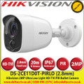Hikvision - 2MP 2.8mm Fixed Lens PIR Detection Mini Bullet TVI Camera, 20m IR Distance, IP67 Weatherproof, Strobe light alarm, Smart IR - DS-2CE11D0T-PIRLO 
