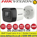 Hikvision 8MP 2.8mm Fixed Lens Ultra-Low Light 4-in-1 Mini Bullet CCTV Camera, 30m IR Distance, IP67 Weatherproof, 130dB WDR, 3D DNR - DS-2CE16U7T-ITF