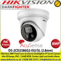 Hikvision - 8MP 2.8mm Fixed Lens AcuSense Darkfighter Network Turret Camera, 30m IR Distance, IP67, WDR, H.265+, Built-in micro SD Card Slot, Face Capture, Smart Motion Detection, Built-in Microphone, Built-in Speaker and Alarm - DS-2CD2386G2-ISU/SL