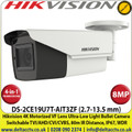 Hikvision  8MP/4K 2.7-13.5mm Motorized Varifocal Lens Ultra Low Light 4-in-1 Bullet CCTV Camera, 80m IR Distance, IP67 Weatherproof, 130dB WDR, Auto Focus, OSD menu, EXIR 2.0, Smart IR, 3DNR- DS-2CE19U7T-AIT3ZF 