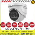 Hikvision  8MP/4K 2.8mm Fixed Lens Ultra-Low Light 4-in-1 Turret Camera, 30m IR Distance, IP67 Weatherproof, 130dB WDR, EXIR 2.0, Smart IR, 3D DNR - DS-2CE76U7T-ITMF