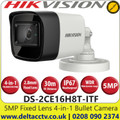 Hikvision - 5MP 2.8mm Fixed Lens Ultra-Low Light 4-in-1 Mini Bullet Camera, 30m IR Distance, IP67 Weatherproof, 130dB WDR, EXIR 2.0, Smart IR,  OSD menu, 3D DNR - DS-2CE16H8T-ITF 