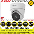 Hikvision 4MP Varifocal lens Acusense Darkfighter Network Turret CCTV Camera, 40m IR Distance, IP66 Weatherproof, IK10 VandalProof, 120dB WDR, Face Capture, Built-in micro SD slot - DS-2CD2H46G2-IZS