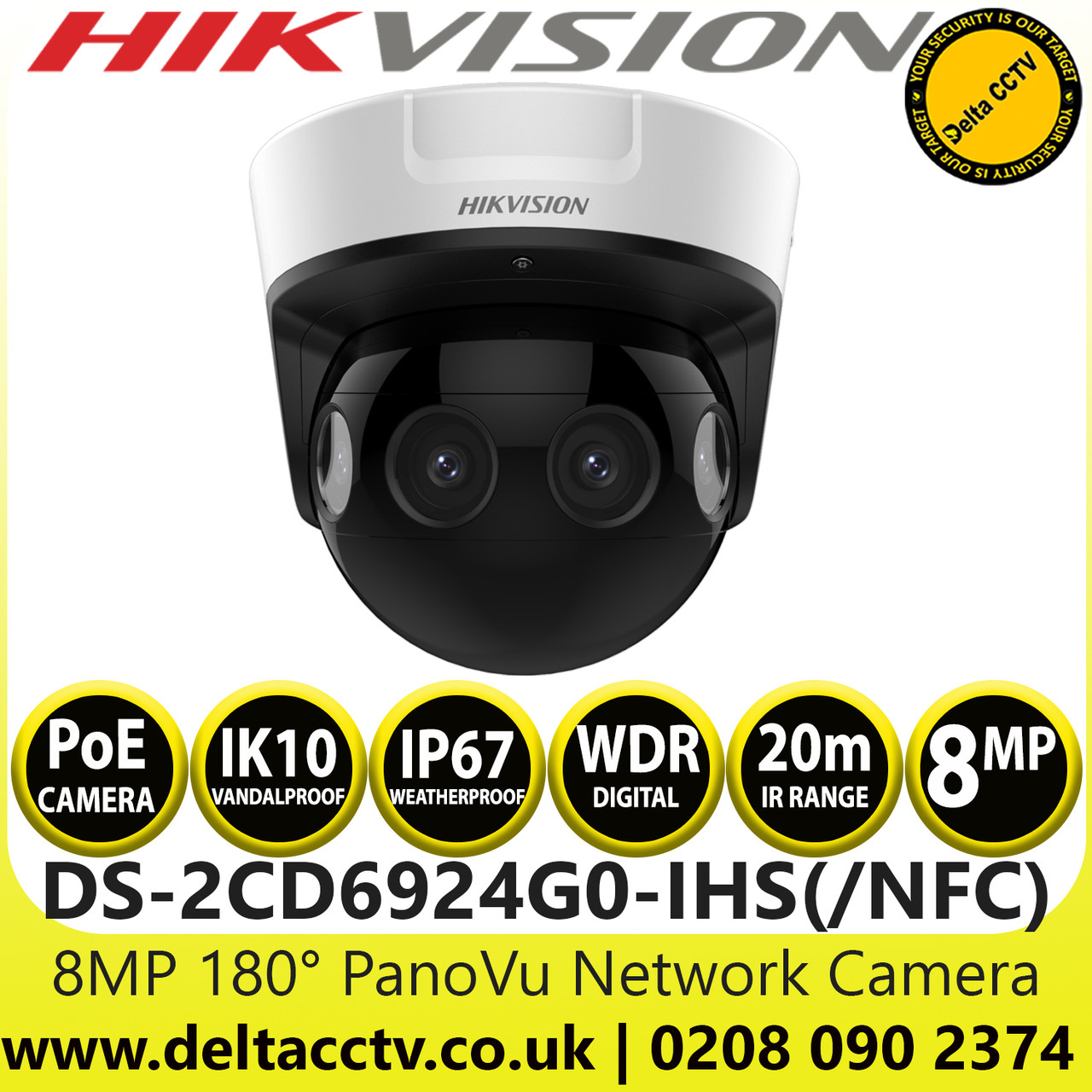 Hikvision 8 Megapixel 180° PanoVu Network 8MP CCTV Camera - DS ...