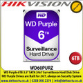 WD Purple 6TB Surveillance Systems Internal Hard Disk For CCTV Camera DVRS, NVRS, DESKTOP PC & Hikvision DS-7204HQHI-K1/B 4-ch 1080p 1U H.265 Balun DVR 