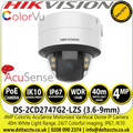 Hikvision DS-2CD2747G2-LZS (3.6-9mm) 4MP AcuSense ColorVu Motorized Varifocal Lens Outdoor IP Network Dome Camera with 40m White Light Range 