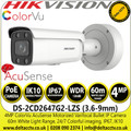 Hikvision 4MP AcuSense ColorVu 3.6-9mm Motorized Varifocal Lens Outdoor IP PoE Bullet Camera with 60m White Light Range - DS-2CD2647G2-LZS 