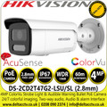 Hikvision DS-2CD2T47G2-LSU/SL 4MP ColorVu Strobe Light and Audible Warning 2.8mm Lens Bullet PoE Network Camera - Two way audio - 24/7 colorful imaging 