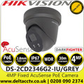 Hikvision 4MP AcuSense Darkfighter Built-in MIC Outdoor Network PoE Turret Camera - DS-2CD2346G2-IU/GREY (2.8mm) 