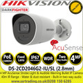 Hikvision DS-2CD2046G2-IU/SL 4MP 2.8mm Lens  AcuSense DarkFighter Strobe Light and Audible Warning Network PoE Bullet Camera - Built-in two-way audio - 40m IR Range 