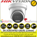 Hikvision 4MP ColorVu Strobe Light & Audible Warning Network PoE Turret Camera - 2.8mm Fixed Lens - DS-2CD2347G2-LSU/SL