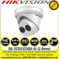Hikvision 2MP Audio Outdoor PoE Network CCTV Turret Camera - 2.8mm Lens - Built-in Mic - DS-2CD2323G0-IU