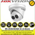 Hikvision 6MP Audio Outdoor PoE Network Turret Camera - 2.8mm Lens - Built-in Mic - DS-2CD2363G0-IU (2.8mm)