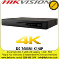 Hikvision 8 Channel 8 PoE Plug & Play 8Ch NVR - DS-7608NI-K1/8P