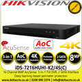 Hikvision 16 Channel AcuSense AoC 8MP DVR - IDS-7216HUHI-K2/4S (C) - HDTVI/AHD/CVI/CVBS/IP - 2 SATA Interface 