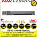 Hikvision 16 Channel AcuSense AoC 8MP DVR - IDS-7216HUHI-K2/4S (C) - HDTVI/AHD/CVI/CVBS/IP - 2 SATA Interface 