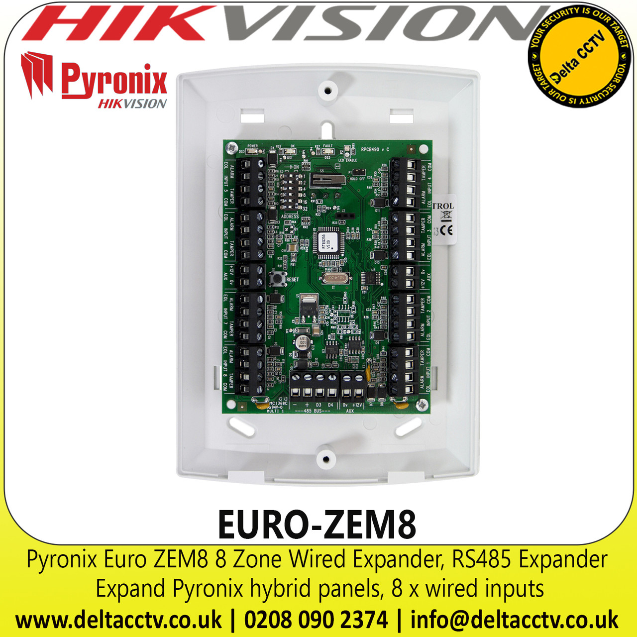 Pyronix Euro Zem8 8 Zone Wired Expander Rs485 Expander 7950