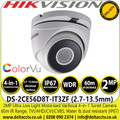 Hikvision 2MP Ultra Low Light 4-in-1 Turret CCTV Camera - 2.7-13.5mm Motorized Varifocal Lens -  60m IR Distance - DS-2CE56D8T-IT3ZF(2.7-13.5mm)
