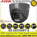 Hikvision 5MP ColorVu PoC Grey Turret CCTV Camera, 20m White Light Distance, 24/7 Full Color Imaging - DS-2CE72HFT-E/GREY (2.8mm)