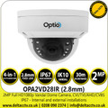 2MP Outdoor Full HD 1080p Nightvision Vandal CVI Dome Camera - 2.8mm Lens - 30m IR Range - OPA2VD28IR