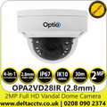 2MP Full HD 1080p Outdoor Nightvision Vandal CVI Dome CCTV Camera - 2.8mm Lens - 30m IR Range - OPA2VD28IR