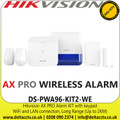 AX PRO DS-PWA96-KIT2-WE 96 Zone Wireless Alarm Starter Kit-1x AX PRO M Hub-DS-PWA96-M-WE, 2x AX PRO PIR Detectors-DS-PDP15P-EG2-WE, 1x AX PRO Keypad-DS-PK1-E-WE, 1x AX PRO Magnetic Contact-DS-PDMC-EG2-WE, 1x AX PRO External Siren-DS-PS1-E-WE/BLUE