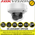 Hikvision  PoC Dome Camera with 5MP Resolution  2.7-13.5mm  Motorized Varifocal Lens, 40m IR Distance - DS-2CE5AH0T-VPIT3ZE
