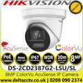 Hikvision 8MP IP Network Turret Camera - AcuSense - ColorVu 24/7 colorful imaging - Strobe Light and Audible Warning - 4mm Lens - 30m White Light Range - Built-in Two-way audio - DS-2CD2387G2-LSU/SL(4mm)