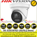 Hikvision DS-2CD2387G2-LSU/SL(2.8mm) 8MP IP Network Turret Camera - AcuSense - ColorVu 24/7 colorful imaging - Strobe Light and Audible Warning - 30m White Light Range - Built-in Two-way audio 