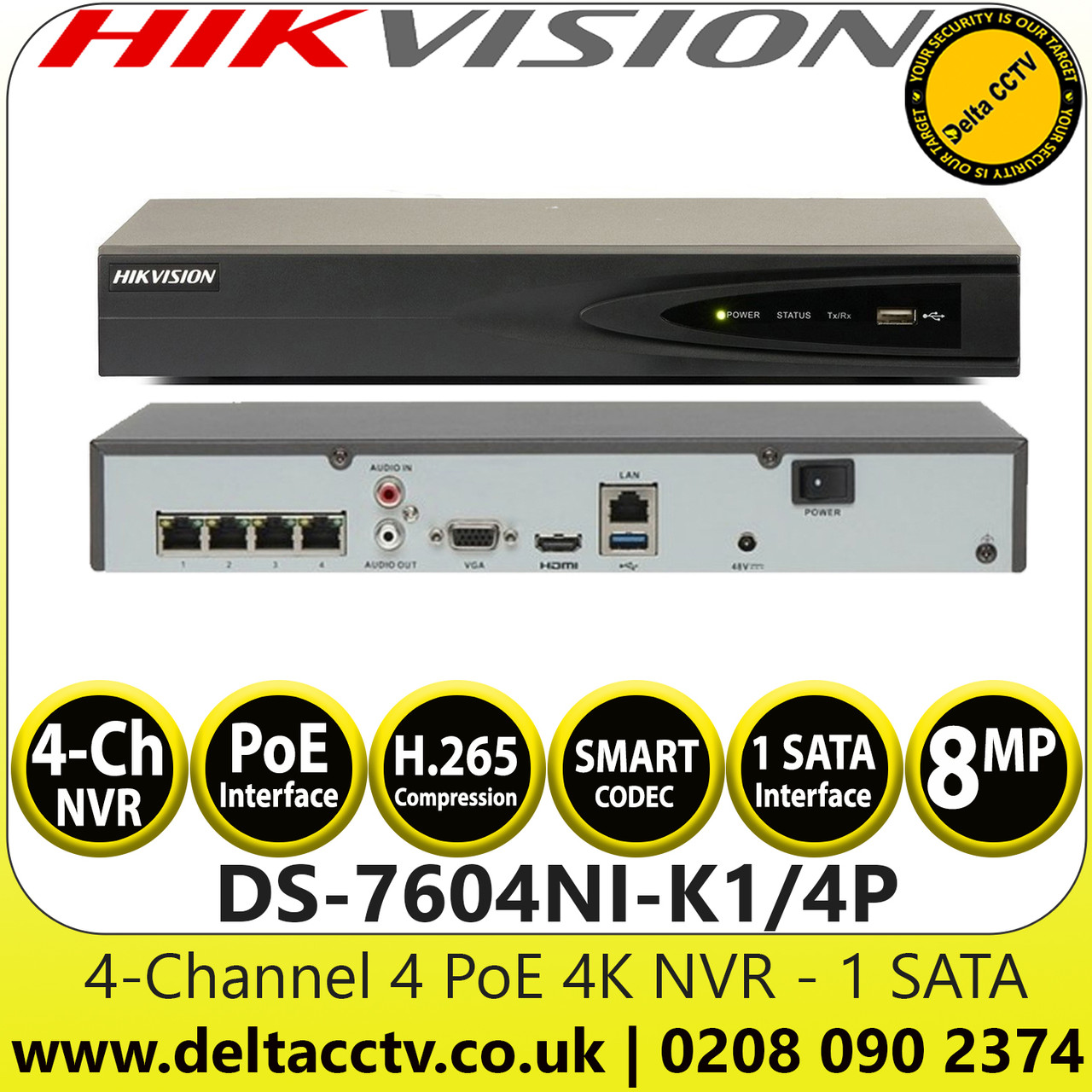 Nvr hikvision sale 4 channel