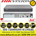 Hikvision 4 Channel 5MP AcuSense AoC 4Ch DVR - iDS-7204HUHI-K1/4S(B)  