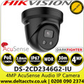 4MP IP PoE Camera -  Hikvision 4MP AcuSense Darkfighter Built-in MIC Outdoor Network Black Turret Camera - 2.8mm Lens - 30m IR Range - DS-2CD2346G2-IU(2.8mm)/Black