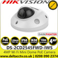 Hikvision 4MP DarkFighter Fixed Lens Mini Dome Network PoE Camera - 2.8mm Lens - 10m IR Range - Built in Microphone - IP67 - IK10 - Wi Fi Connection -DS-2CD2545FWD-IWS