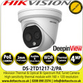 Hikvision DS-2TD1217-2/PA Thermal & Optical Bi-Spectrum PoE Turret Camera - High sensitivity thermal module with 160 × 120 resolution - Advanced fire detection algorithm - Strobe light and audio alarm