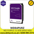 WD Purrple WD84PURZ 8TB 3.5" SATA 24x7 Surveillance Hard Disk Drive, WD Purple Drives are Built for 24/7, always-on Security System