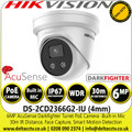 Hikvision DS-2CD2366G2-IU (C) 6MP 4mm Lens AcuSense DarkFighter Turret Network IP Camera - Built-in Microphone 