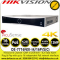 Hikvision DS-7716NXI-I4/16P/S(C) 16 Channel 12MP 16 PoE 4 SATA AcuSense 16Ch NVR 