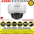 Hikvision 8MP 4K IP Dome Network Camera with 2.8mm Fixed Lens - AcuSense Technology - DarFighter - Built in Microphone -IP67 - IK10 - Face Capture - Smart Motion Detection - WDR - DS-2CD3186G2-ISU(2.8mm)(C)