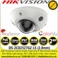 Hikvision DS-2CD2527G2-LS (2.8mm) 2MP Full HD1080p ColorVu Mini Dome Network IP Camera with Built in Microphone ,  30m White Light Range - IP67 - IK08 