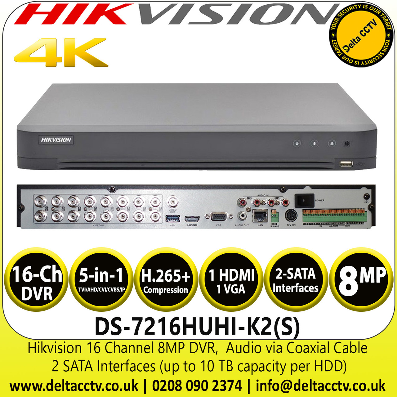 Hikvision 16 channel dvr with store 8 audio