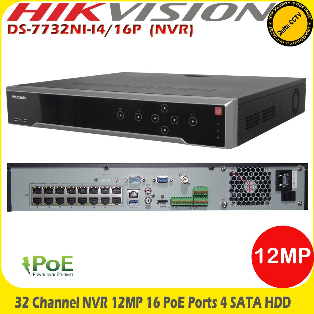 Hikvision DS7732NII4/16P 32 Channel NVR 16 PoE Ports up to 12MP