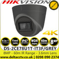Hikvision 8MP 4K 3.6mm Fixed lens 60m IR EXIR 4-in-1 Turret Camera - DS-2CE78U1T-IT3F/Grey (3.6mm)
