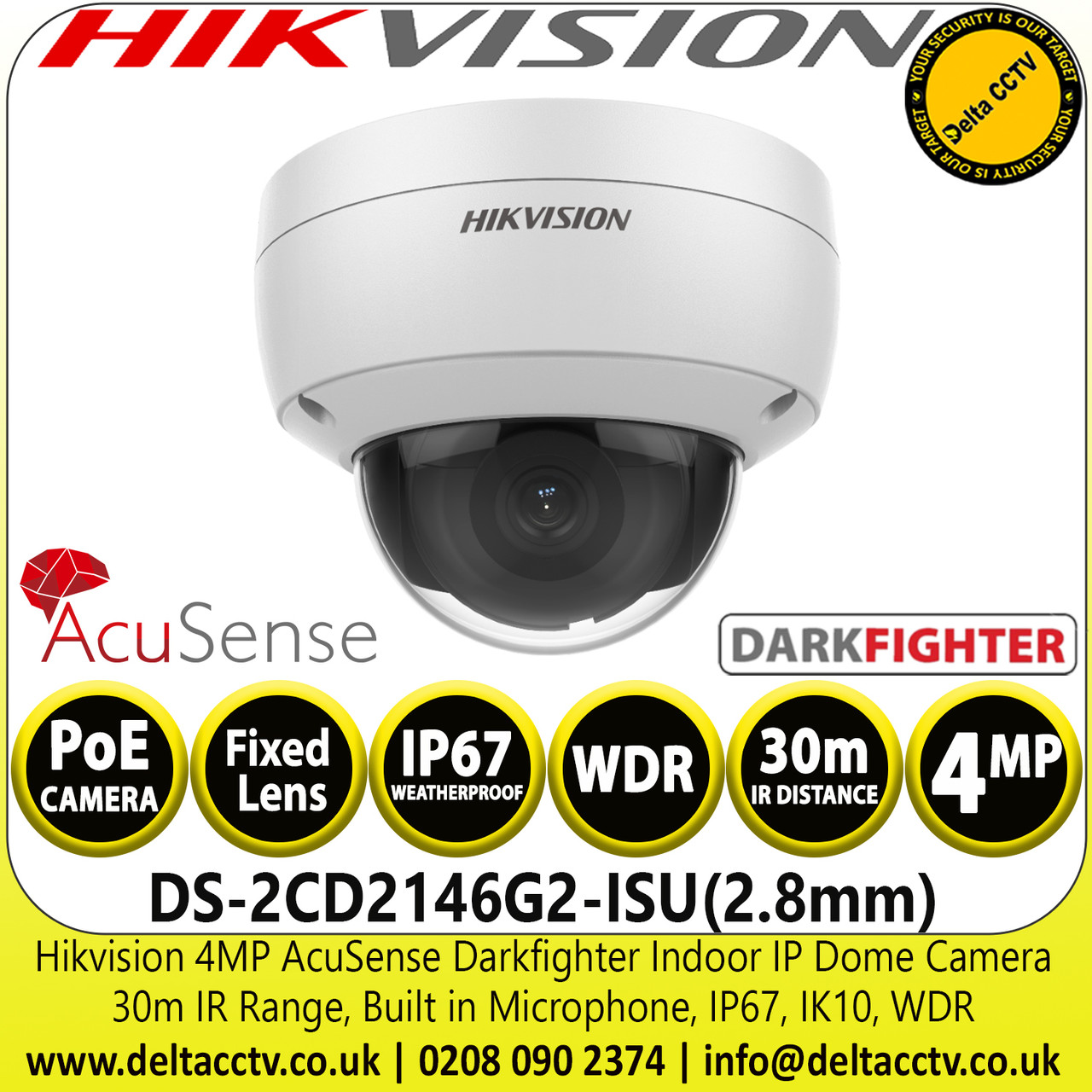 Hikvision DS-2CD2146G2-ISU(2.8mm) AcuSense 4MP IR Fixed Lens ...