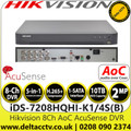 Hikvision iDS-7208HQHI-K1/4S(B) 8 Ch 2MP AcuSense Audio via Coaxial Cable 1 SATA AoC 8 Channel DVR