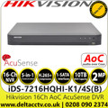 Hikvision 16 Channel 16CH 2MP AoC (Audio over coax) AcuSense DVR - iDS-7216HQHI-K1/4S(B)