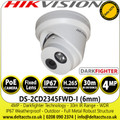 4MP Outdoor PoE Network Turret Camera - Hikvision - 6mm Fixed Lens - 30m IR Range - Darkfighter Technology - IP67 Weatherproof - WDR - H.265+ Compression - DS-2CD2345FWD-I (6mm) 