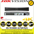Hikvision DS-7616NXI-I2/16P/S(C) 16 Channel 8MP/4K NVR - 16 PoE Ports - 2 SATA Interfaces - AcuSense Technology -  Up to 4-Ch Perimeter Protection - Up to 4-Ch Facial Recognition For Face Picture 