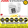 Hikvision DS-2CD2387G2P-LSU/SL 8MP/4K  Outdoor Panoramic ColorVu AcuSense Turret PoE Camera - 40m White Light Range