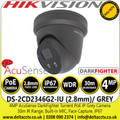 Hikvision 4MP Outdoor Network IP Turret Camera -  AcuSense - Darkfighter - Built-in MIC - DS-2CD2346G2-IU/GREY (2.8mm) 
