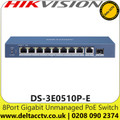 8 Port Gigabit Unmanaged PoE Switch - Store-and-Forward  Switching - Gigabit Network Access - Hikvision DS-3E0510P-E